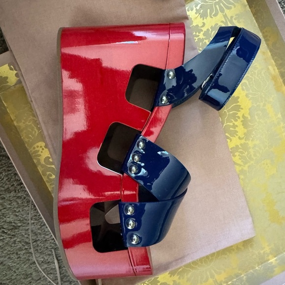Miu Miu Red and Blue Platform Shoes - Picture 5 of 7